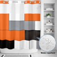 thumbnail image 4 of No Hook Shower Curtain with Built-in Rings - Abstract Geometric Block Pattern Washable Waterproof Fabric Bathroom Curtains for Hotel,Rentals, 72 X 72 Inch Long , Orange Gray Black White, 4 of 9