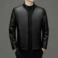 thumbnail image 2 of Veste en Cuir de Haute Qualité pour Hommes Mode Coréenne Col Montant Manteau Écologique, 2 of 5