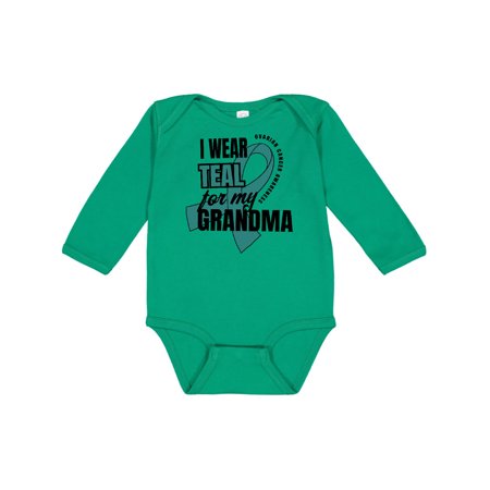 

Inktastic I Wear Teal For My Grandma Ovarian Cancer Awareness Gift Baby Boy or Baby Girl Long Sleeve Bodysuit