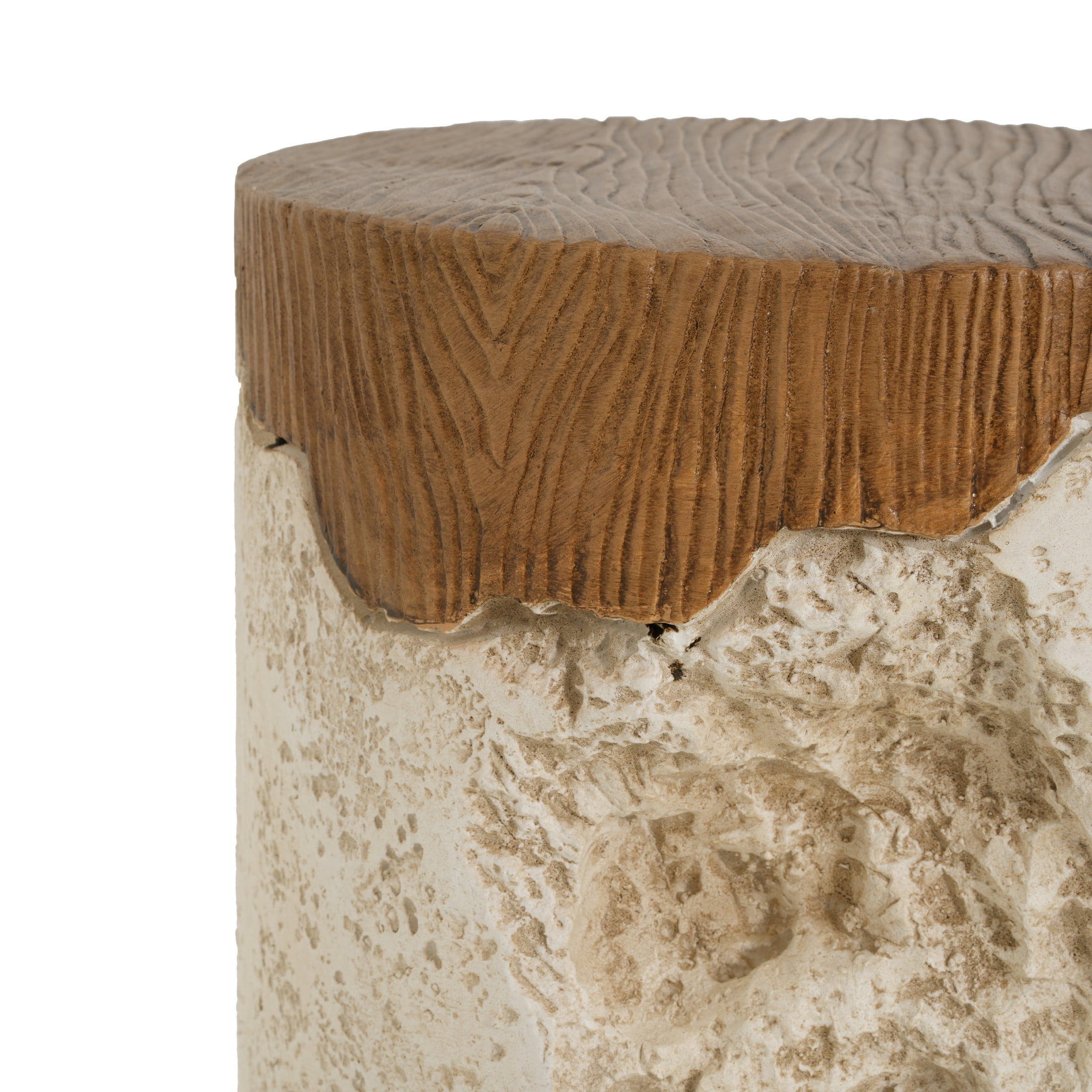 Christopher Knight Home Outdoor MGO Round Accent Side Table, Rustic Textured with Wood Grain Top, Beige