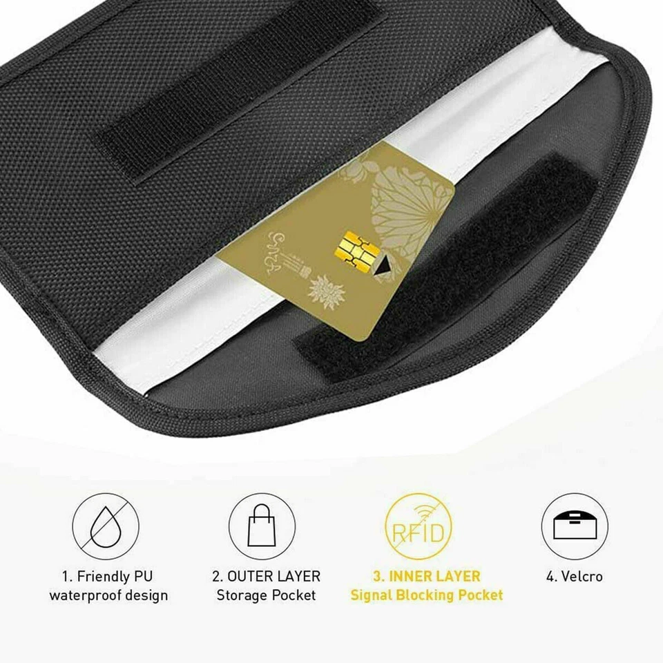 Faraday Bag Rfid Signal Blocking Shielding Pouch Cell Phone Wallet Case Pouch Us