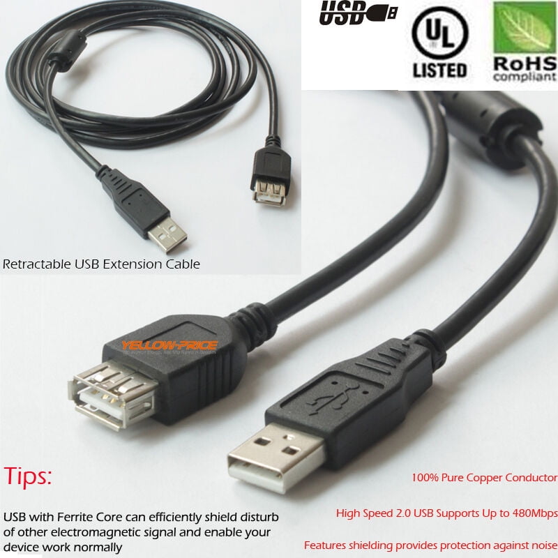 2 lot 6 FT 6ft USB 2.0 M//F Extension Cable cord Gray