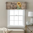 thumbnail image 5 of Rod Pocket Window Valances Sunflower Green Leaf Butterfly Short Kitchen Curtains Vintage Brown Wood Board Window Treatment Drapes for Bedroom Bathroom Living Room 56x16In,1 Panel, 5 of 9