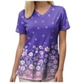 thumbnail image 5 of COMVALUE Womens Heart Printed Animals Nurse Uniforms 2026 Scrub Tops for Women Short Sleeve V Neck Scrub Shirt with Pockets (Purple, XL), 5 of 9