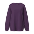 thumbnail image 4 of ManxiVoo Women's Casual Long Sleeve Round Neck Sweatshirt for Fall and Winter Comfort Top L Size Purple, 4 of 4