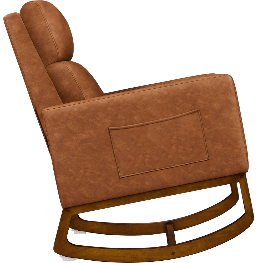 Yaheetech Faux Leather Upholstered Rocking Chair, Brown