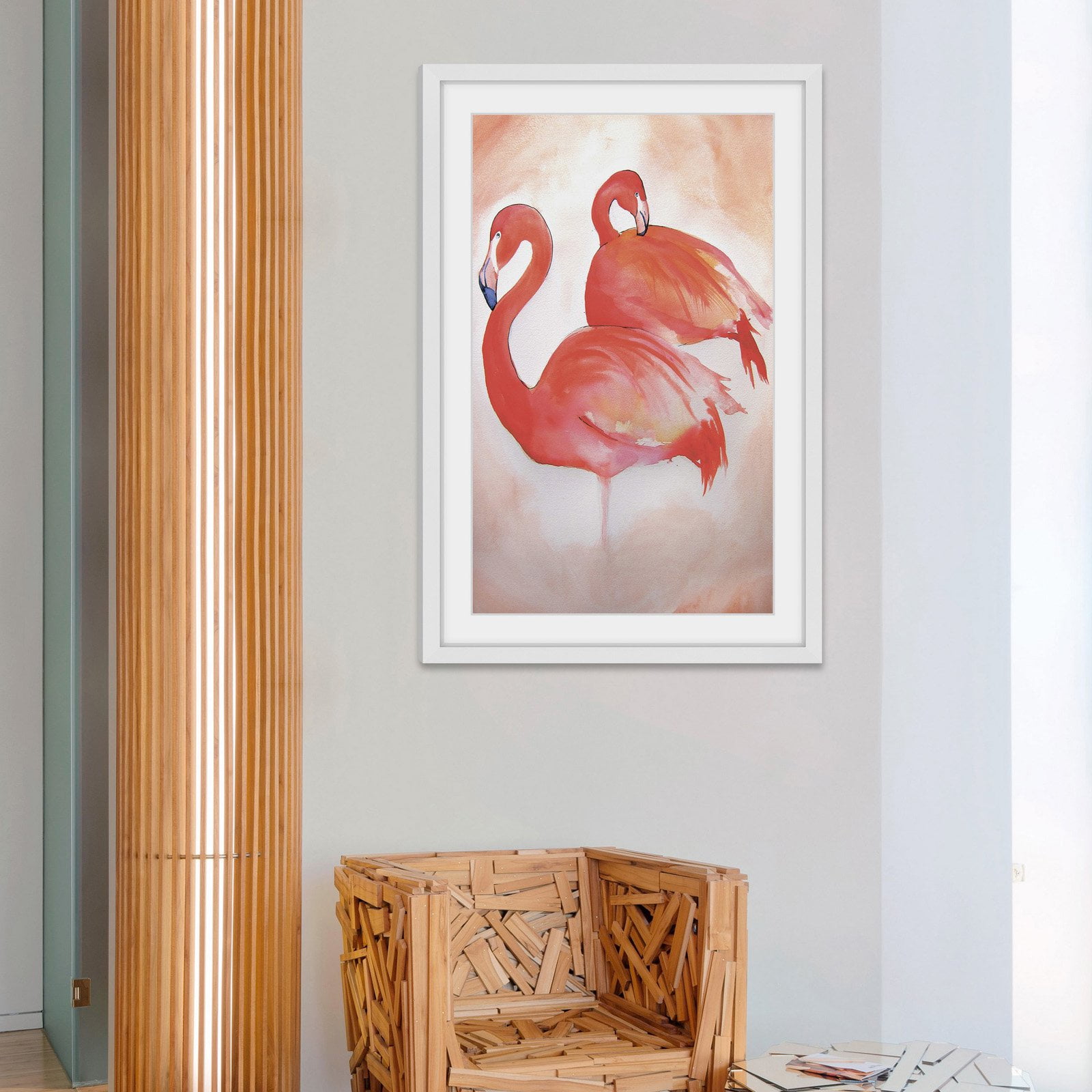 Marmont Hill "Flamingos" by Christine Lindstrom Framed Painting Print