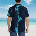 thumbnail image 6 of Easygdp Blue Marble And Gold Men'S Summer Casual Short Sleeve,Short Sleeve Button-Down Shirt, Lapel Loose Breathable Hawaiian Short Sleeve - Small, 6 of 9
