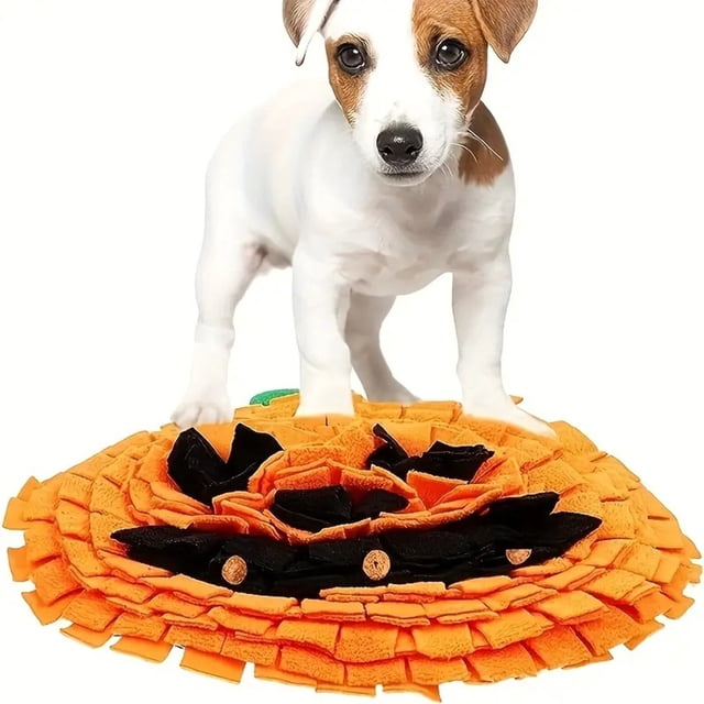 Xihbxyly Alfombrilla de Alimentación Lenta para Mascotas, con Forma de Calabaza, para Oler, Ideal para La Digestión Canina, Diseño Antideslizante, Divertida Experiencia de Comida, Temática de Hallowe