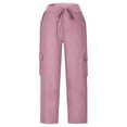 thumbnail image 4 of Breezora Women's Lightweight Hiking Pants Drawstring Waist Comfortable Travel Trousers with Functional Pockets L Size Pink, 4 of 6