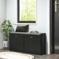 thumbnail image 2 of HOMCOM Shoe Bench with 2 Flip Drawers, Cushion, 8 Pairs for Entryway Black, 2 of 10