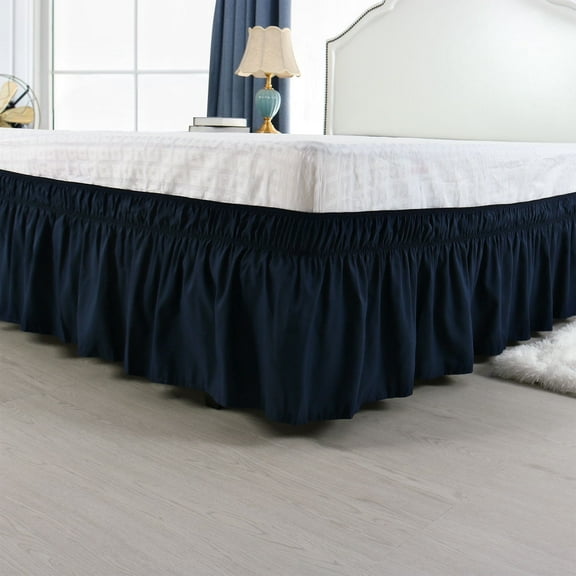 Nvzi Bed Skirts,Twin Bed Skirt 15in,Ruffled Bed Skirt for Bedroom,Soft Microfiber-Cotton Blend Bed Skirt,Dark Blue Bed Skirt, Easy Fit Dust Ruffle,1 Piece Twin Size Bed Skirt for Home