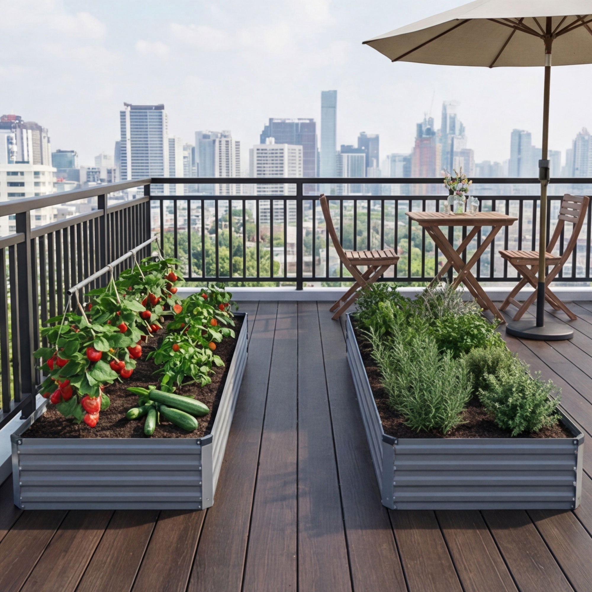 Amobro 6x3x1ft Outdoor Metal Raised Garden Bed Planter Box for Vegetables, Flowers, Herbs Gray 2pcs