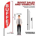 thumbnail image 3 of Buffet Sign feather flag Pole Mount for Outdoor by Mavis Print | 15 FEET Long Polyester Outdoor Banner Flag with Pole Kit for Easy Hang | HD Print Swooper Flag Pole Mount for Food Advertising ade, 3 of 7