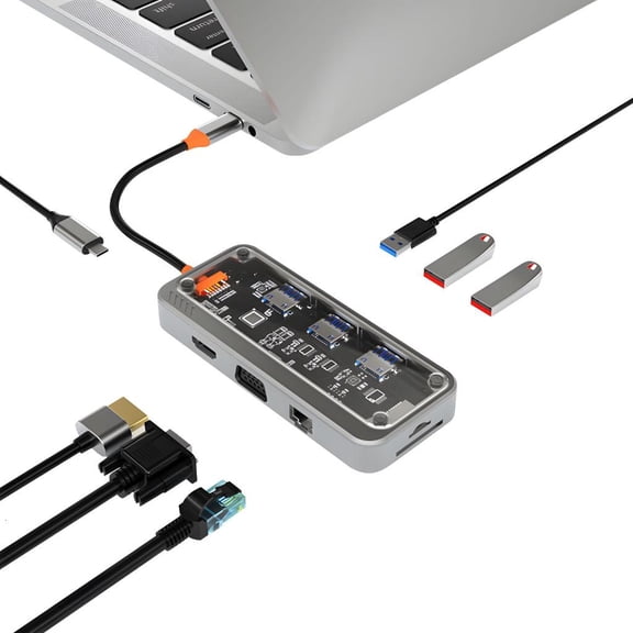 10 in 1 USB C Docking Station Multiport Adapter TF Card Reader Multiple Port