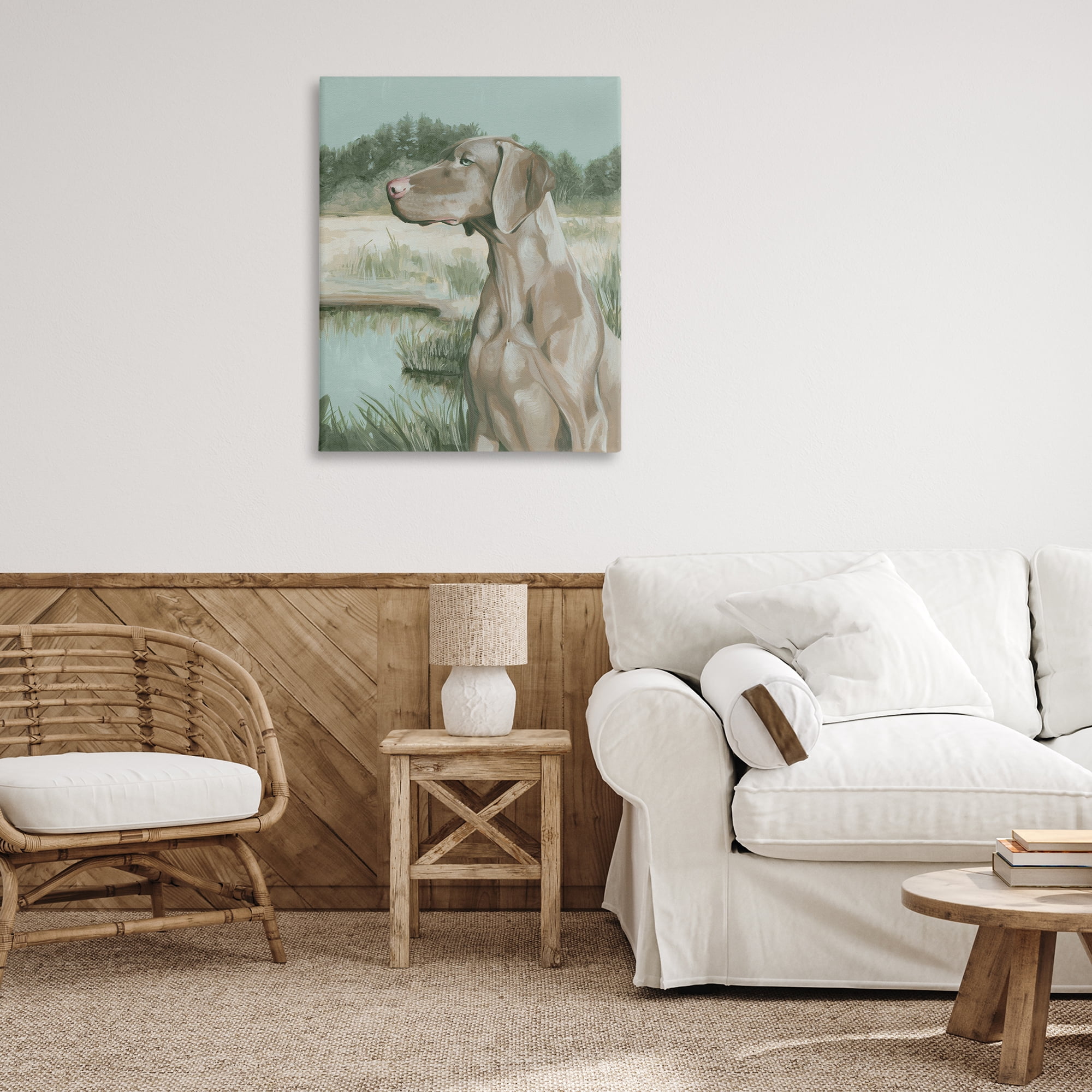 Stupell Industries Stoic Labrador Landscape Animals & Insects Painting Gallery Wrapped Canvas Art Print Wall Art, 30 x 40