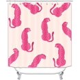 thumbnail image 2 of 4PCS Pink Leopard Shower Curtain Sets with Rugs, Waterproof Fabric Beige Shower Curtain, Trendy Cheetah Howdy Smile Face Lightning Girly Cute Preppy Aesthetic Modern Teen Girls Bathroom Decor, 2 of 7