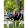 thumbnail image 2 of Outdoor Tablecloth with Umbrella Hole and Zipper, Black American Flag Round Table Cloth 54 Inch Waterproof Tablecloth, Vintage Red Hockey Star Strip Flag Picnic Table Cover for Patio Camping, 2 of 7