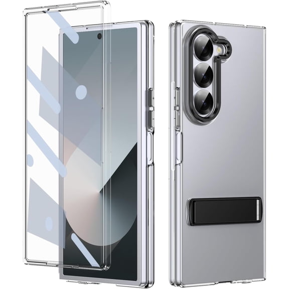for Samsung Galaxy Z Fold 6 Mobile Phone Clear Case with Stand Built-in Screen Protector Crystal Clear Anti-Drop, Anti-Scratch and Shockproof Galaxy Fold 6 Case for Samsung,7 Color