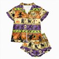 thumbnail image 2 of Futezty Girls Halloween Pajama Set Short Sleeve Button Down Silky Satin Girl PJS Kids Sleepwear Fall Winter Nightwear Loungewear Sets 1T-14T, 2 of 5