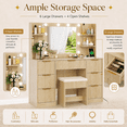 thumbnail image 6 of Ktaxon Makeup Vanity Set with 3 Color Lighted Mirror & Charging Station, Dressing Table w/ 7 Drawers for Femal Gift, Wood Color, 6 of 9