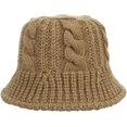 thumbnail image 2 of CoCopeaunts Womens Bucket Hat Solid Color Foldable Floppy Knit Bucket Cap Warm Wide Brim Cable Twist Pattern Fisherman Cap, 2 of 8