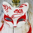 thumbnail image 2 of Máscara de zorro de gato pintada a mano, accesorio de Cosplay de Festival de Halloween, máscara japonesa de media cara, Anime Demon Slayer, 2 of 3