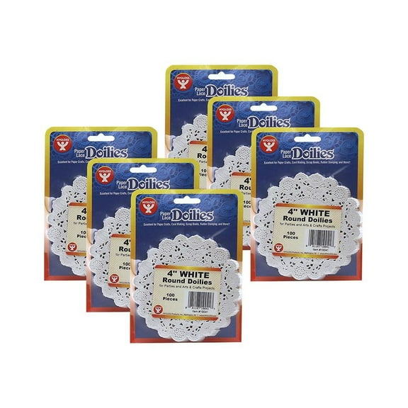 Hygloss Products HYG10041-6 Doilies 4 White Round - 100 Per Pack - Pack of 6