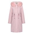 thumbnail image 2 of Aayomet Trench Coats For Women Women's Double Breasted Trench Coats Mid-Length Belted Overcoat Long Dress Jacket with Detachable Hood,Pink 3XL, 2 of 4