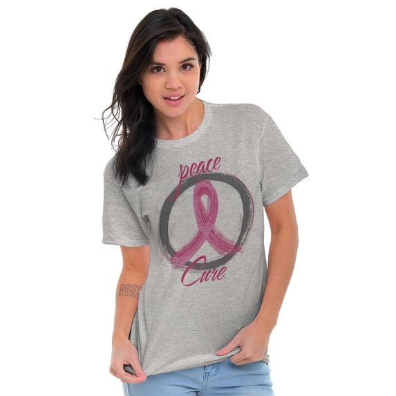 Breast Cancer Awareness Peace Sign Women's Graphic T Shirt Tees Brisco Brands L