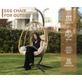 thumbnail image 4 of Bifanuo Indoor Outdoor Swing Egg Chair with Stand, Patio Wicker Hanging Egg Basket Chair with Soft Cushion 350LBS Capacity Yellow&Beige, 4 of 6