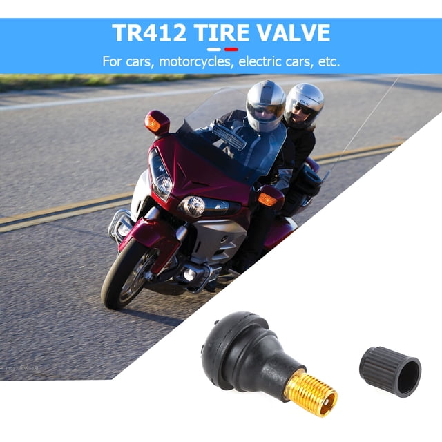 Vástago De Válvula Tr412 100 piezas TR-412 Snap en vástagos de válvula de goma negra corta TR412 válvulas sin cámara