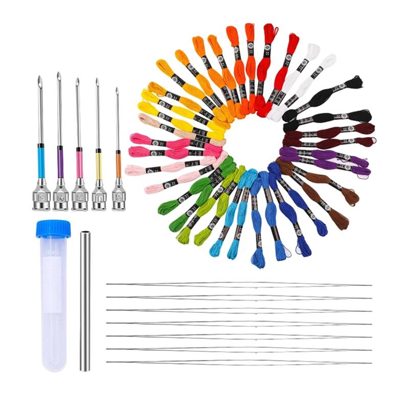 Embroidery Punch , 62 Pcs Punch Tool with Punch, 48 Pcs Embroidery Thread, Embroidery , Punch - image 2 of 6