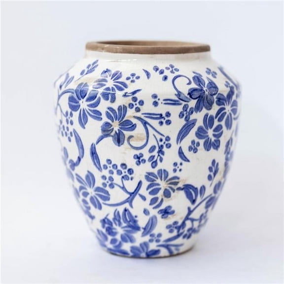 MDR Trading Inc. FP-ECX-148_Q01 White With Blue Floral Pattern Vase