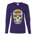 thumbnail image 2 of Wild Bobby Day Of The Dead Sugar Skull Pop Culture Women Graphic Long Sleeve Tee, Purple, X-Large, 2 of 5