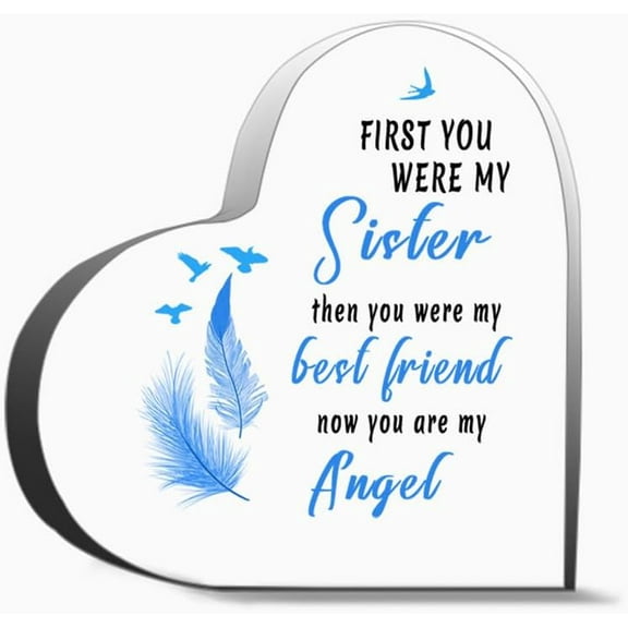 Sympathy Gifts For Loss Of Sister Memorial Gifts For Friends Women Female In Memory Of Sister Acryli Thank You Gifts For Women Men, Decoration Heart Shape Acrylic Sign Gift