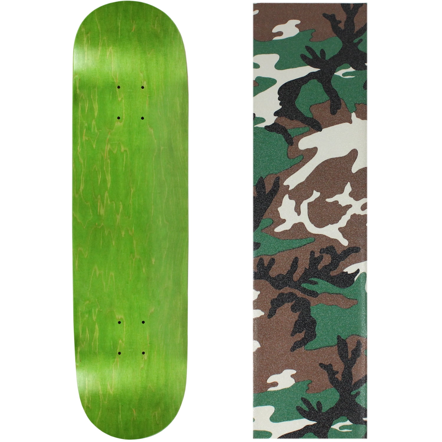 Skateboard Deck Pro 7Ply Canadian Maple STAINED GREEN With Griptape 7.5" 8.5"