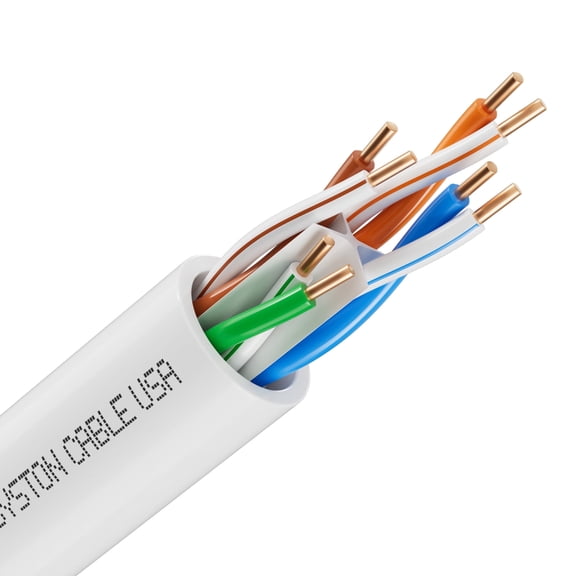 SYSTON CABLE TECHNOLOGY Cat 6E Ethernet Network Cable - 250 FT, 600MHz 23AWG Solid Bare Copper Wire Outdoor/Indoor, Bulk No Ends 10 Ft to 1000 Ft Available, Heat Resistant Plenum Rated - CMP