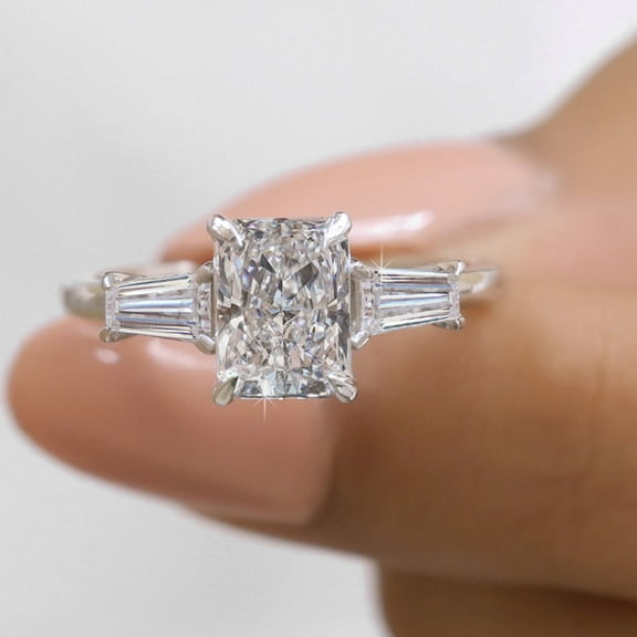 JEWELEGANT 2 Ct Elongated Radiant Cut Moissanite Engagement Ring - Wedding Ring for Women