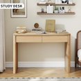 thumbnail image 4 of Wirrytor Natural Wood Small Computer Desk with 2 Storage Drawers, Scandinavian Study Desk for Bedroom Home Office Compact Space Vanity Table, 4 of 7