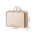 thumbnail image 3 of Extra Large Beige Cotton Storage Bag with Reinforced Handles, Double Zipper, 50x20x35cm, Heavy Duty Organizer for Clothes, Moving, Travel, Dorm - Waterproof, Collapsible, Reusable, 3 of 7