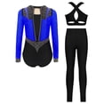thumbnail image 2 of Moggemol Girls Figure Ice Skating Outfits Ballet Dance Performance Bodysuit Unitards Athletic Jumpsuit Blue 14, 2 of 7