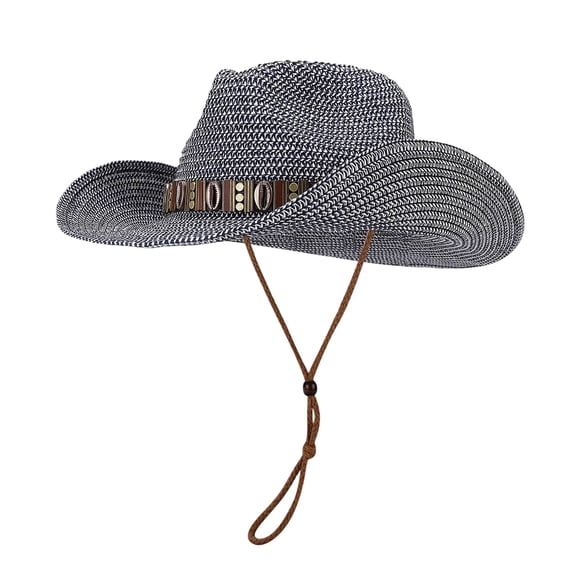 Fgnfyis Cowboy Hats for Women Summer Cowboy Style Seaside Casual Holiday Sun Hat Panama Style Shade Bowler Hat Blue