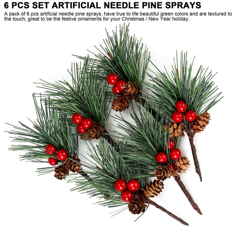 12pcs Artificial Pine Needle Wreaths Christmas Berry Pinecone