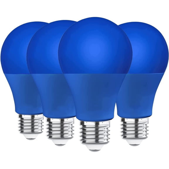 LED Blue Light Bulb, 9W (60w Equivalent), A19 E26 Medium Base Blue Light Bulb, LED Decorative Bulbs for Outdoor Porch, Christmas, Party Decoration, Wedding, Halloween, Home, Holiday Lighting, 4 Pack