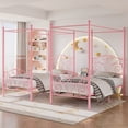 thumbnail image 4 of VECELO Metal Canopy Bed Frame Twin, Four Posters Platform Bed with Headboard and Footboard, No Box Spring Needed, Pink, 4 of 8