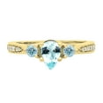 thumbnail image 2 of Dazzlingrock Collection 7X5MM Pear Aquamarine & Round White Diamond 3 Stone Teardrop Engagement Ring for Women (0.10 ctw, Color I-J, Clarity I1-I2) in 18K Yellow Gold, Size 9.5, 2 of 4