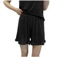 thumbnail image 2 of Tnhcen Women's Summer Solid Elastic Waist Casual Shorts - Wrinkled Edge Basic Sleepwear Shorts | Modal Cotton Blend M-2XL Home Wear, 2 of 4