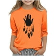 thumbnail image 2 of Nmnitkp Girls Long Sleeve Shirts Girls Sweatshirt Orange Festival Casual Originality Printed 3/4 Sleeve Round Neck Top Orange,4 Years, 2 of 6