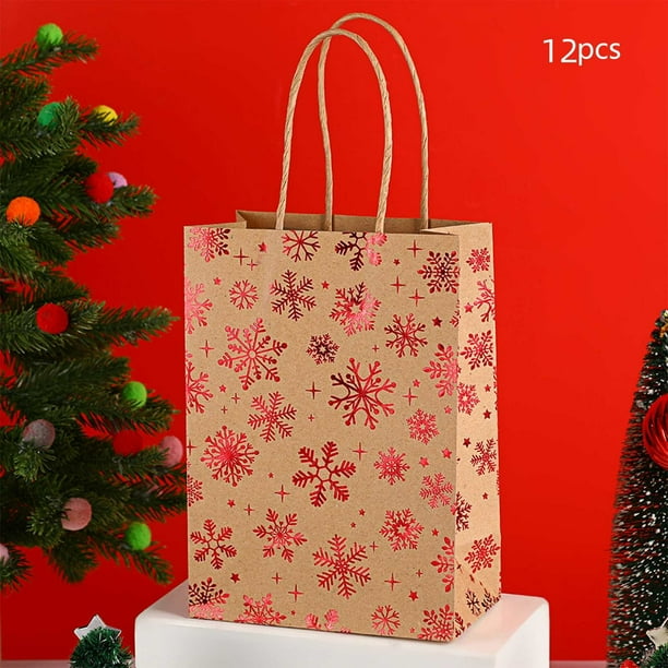 Christmas Snowflake Tote Bag Christmas Tree Accompanying Gift Bags Holiday Party Kraft Flat Bottom Packaging Bags Gift Bags